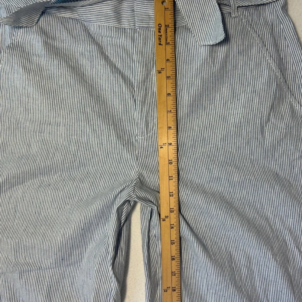 Banana Republic Washable Stretch Linen Wide-Leg Pants Womens 14 Stripe Lagenlook